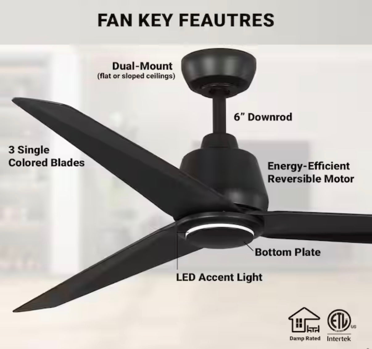 56 in. Indoor/Outdoor Ceiling Fan with LED Accent Ring Light