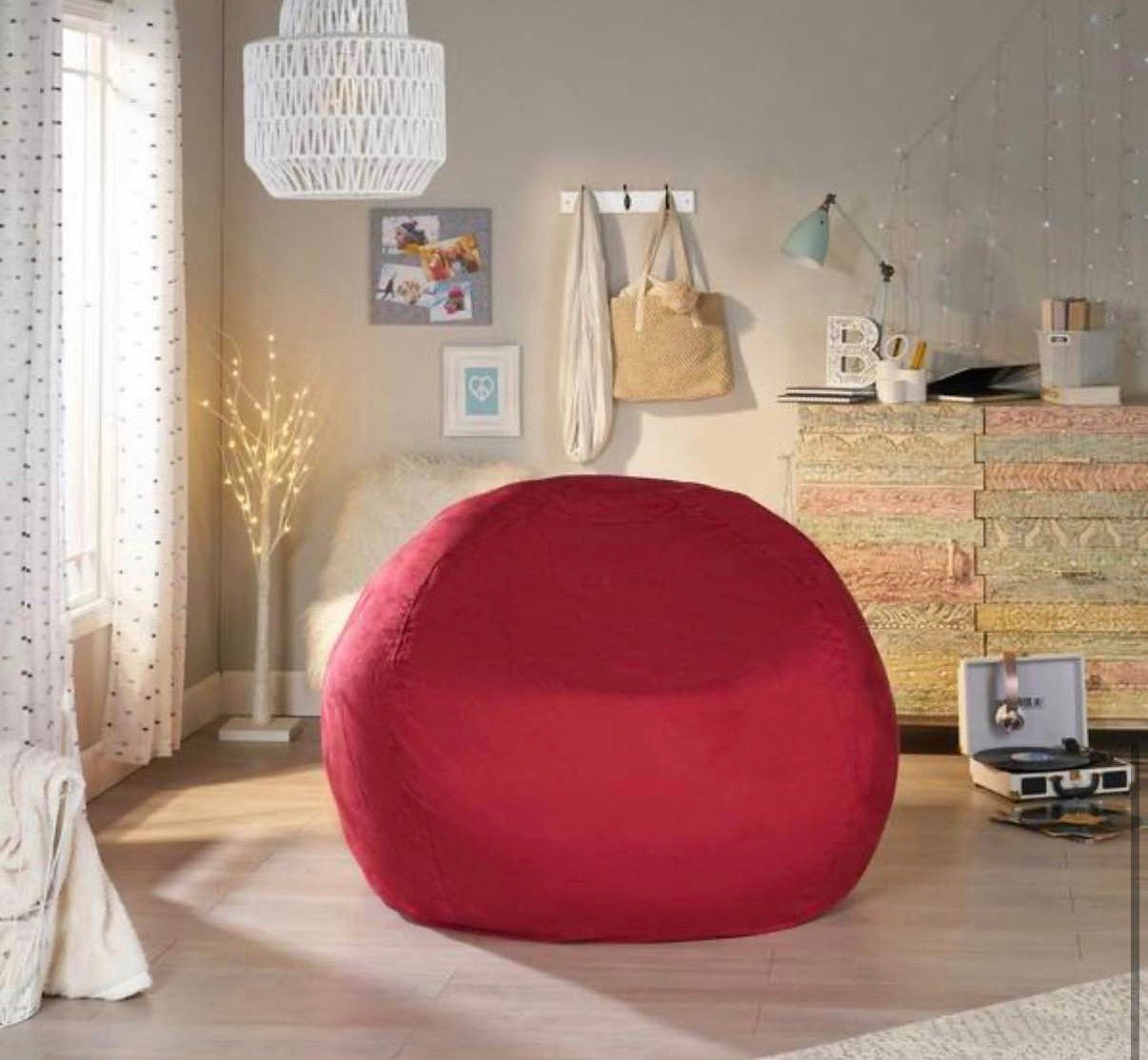 5 ft. Chinese Red Suede Microfiber Double-Stitched Bean Bag