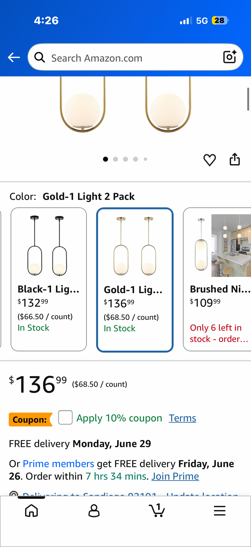 Mid Century Chandelier  (2 Pack)