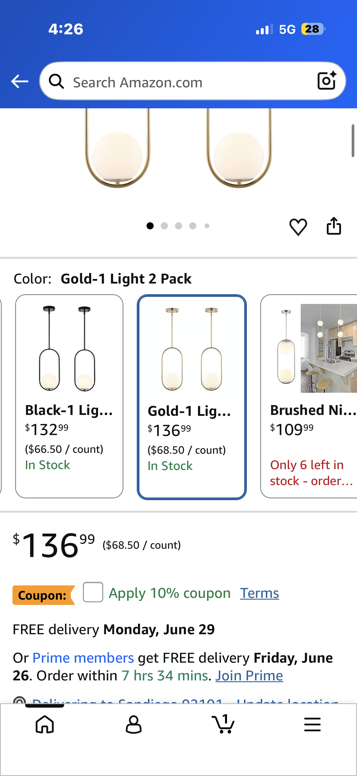 Mid Century Chandelier  (2 Pack)