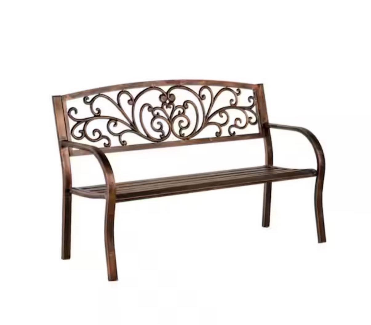 50 in. Blooming Metal Outdoor Garden Bench