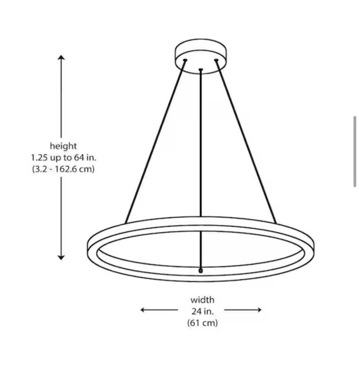 24 in. Integrated LED Black Circular Ring Pendant Light