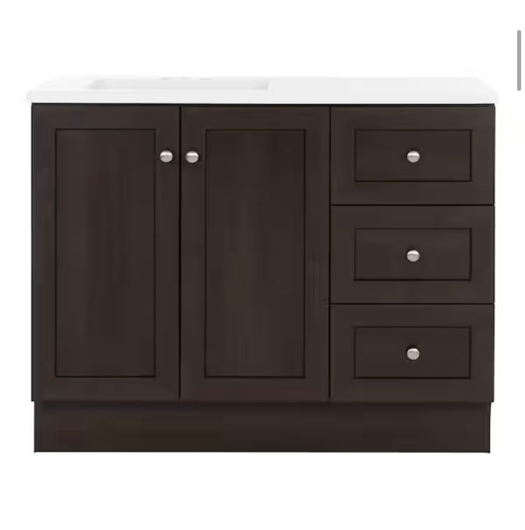 43 in. Single Sink Dusk Freestanding Bath Vanity with White Cultured Marble Top