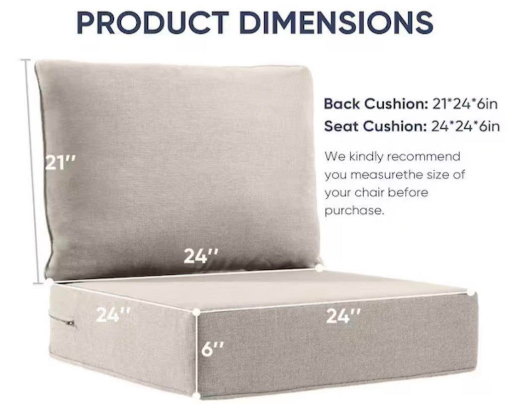 24 in., x 24 in., x 6 in. Outdoor Chair Cushion in Beige