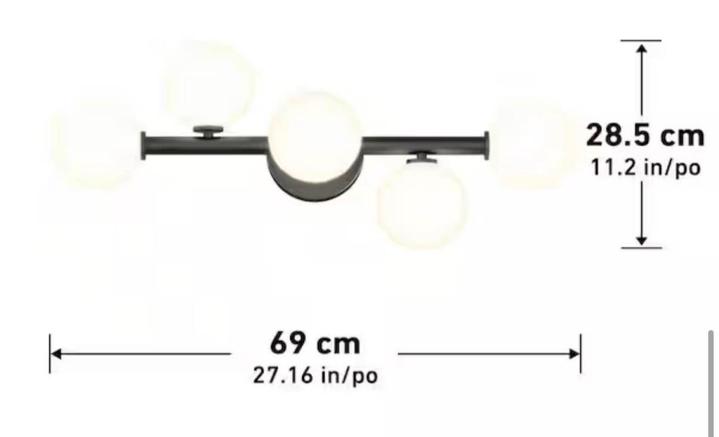 27 in. 5-Light Black LED Vanity Light Bar