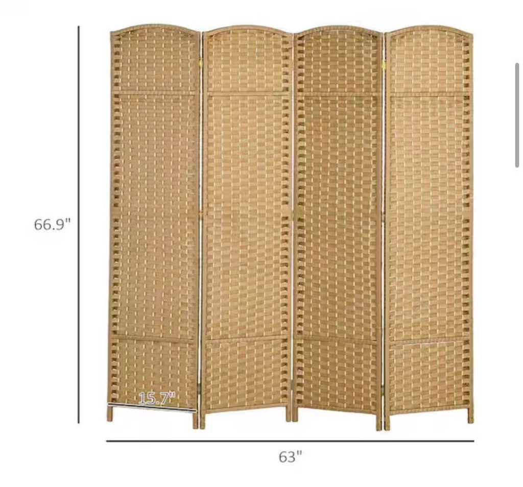 4-Panel Folding Room Divider Privacy Screen
