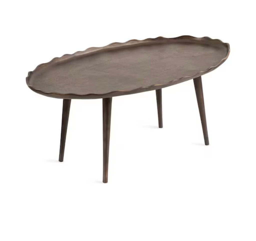 Alessia 33.5 in. Bronze Oval Metal Coffee Table