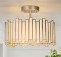 Modern 12.5 in. 3-Light Gold Drum Semi-Flush Mount light