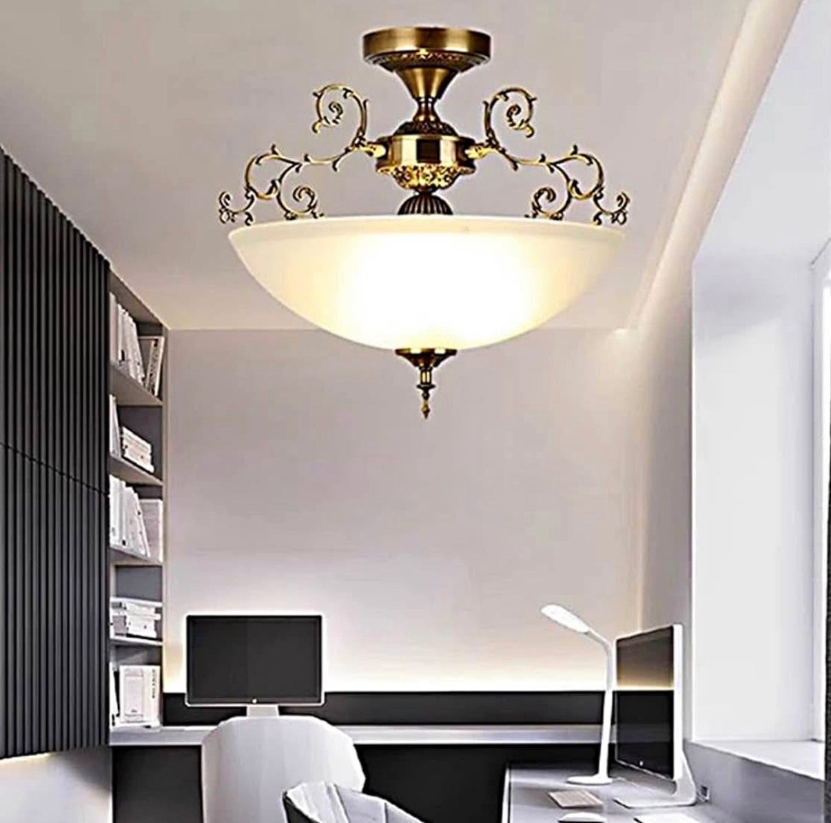 16-inch White Glass Ceiling lamp