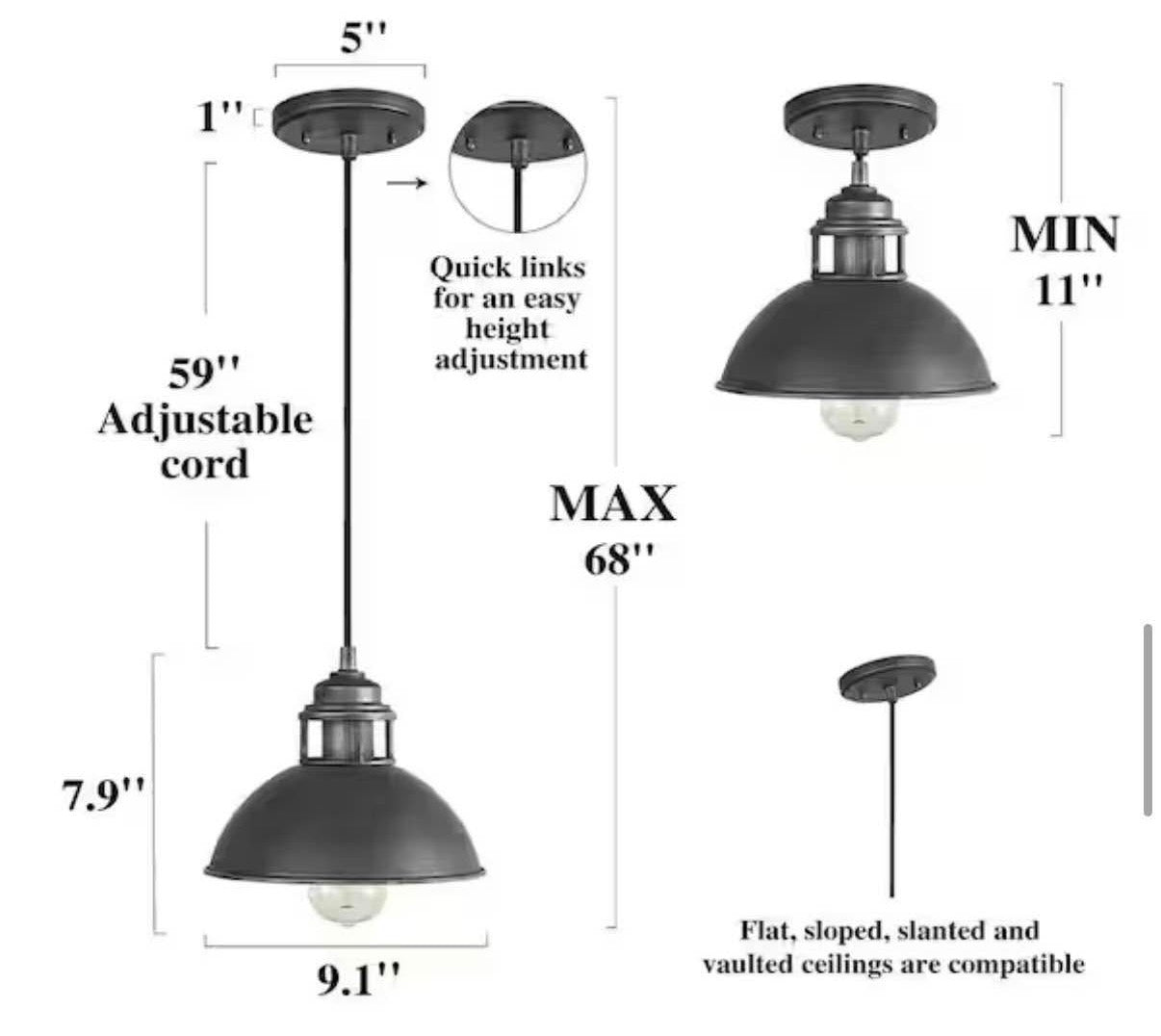 Brushed Silver and Black Island Pendant Light