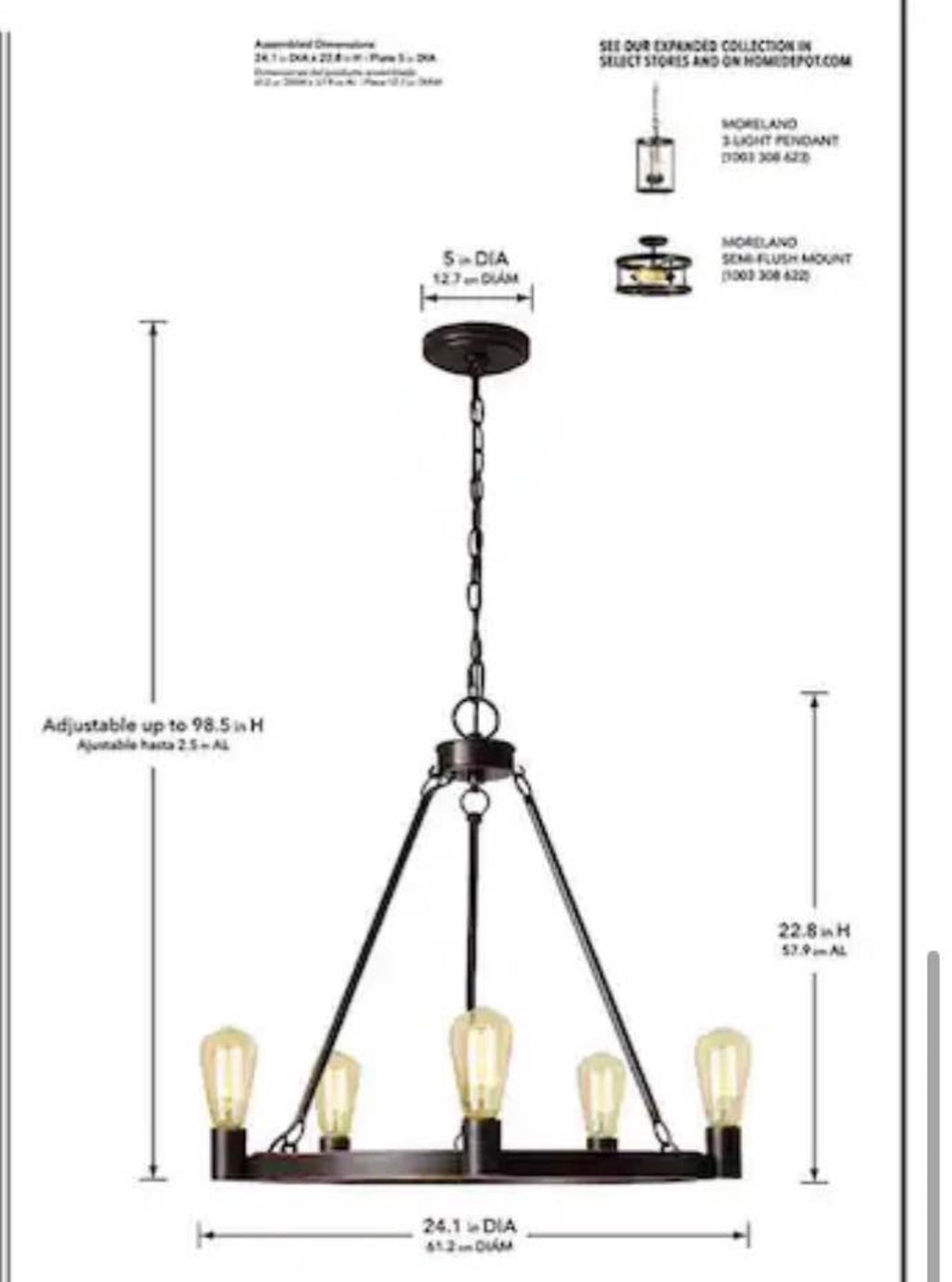 5-Light Wagon Wheel Candlestick Chandelier
