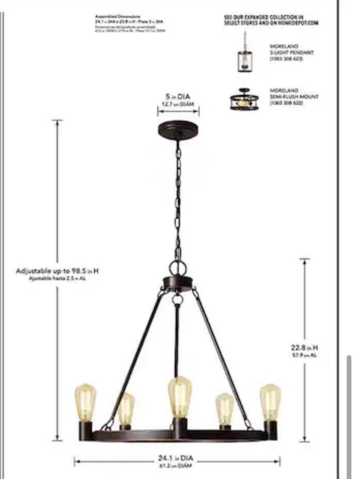 5-Light Wagon Wheel Candlestick Chandelier