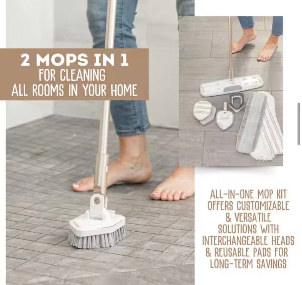 All-in-One Multi-Action Microfiber Flat Mop Kit