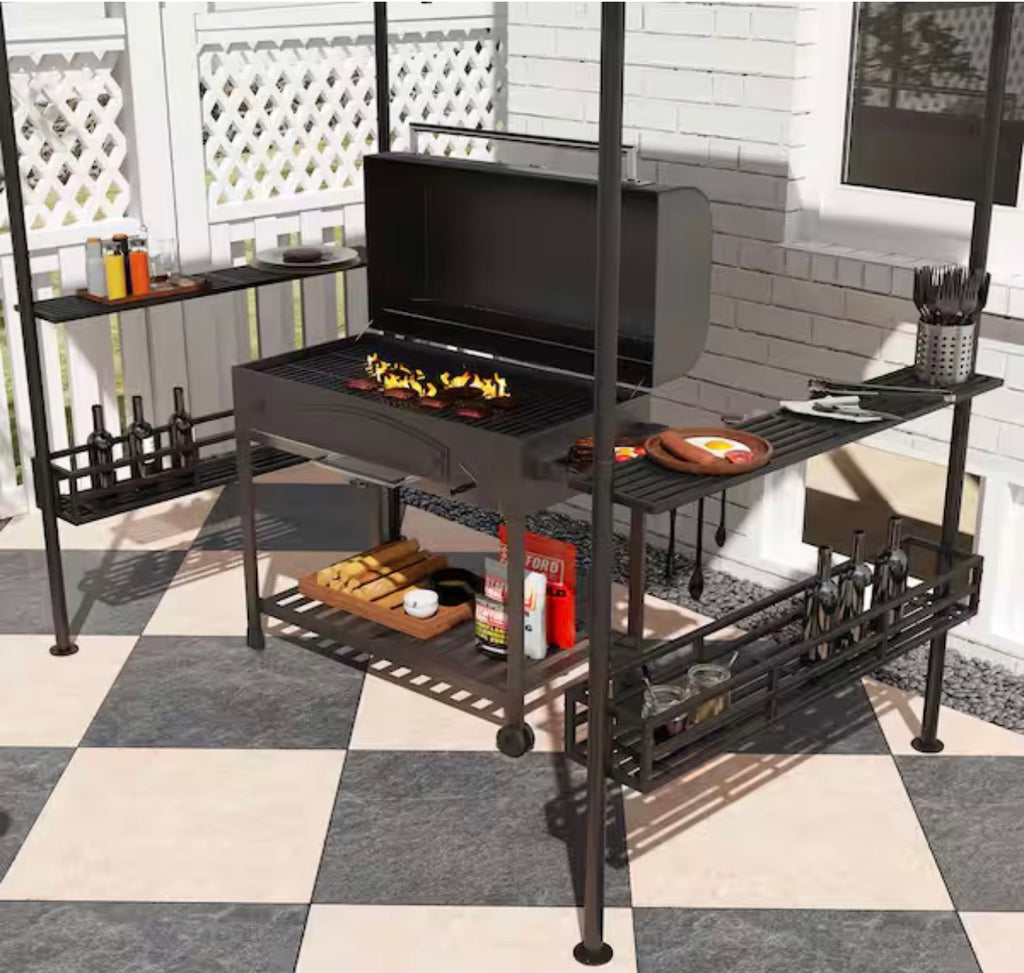 8 ft. x 5 ft. BBQ Gazebo with 2 Side Shelves