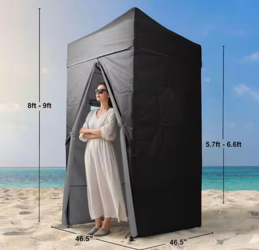 3.9 ft. x 3.9 ft. Pop Up Privacy Tent Canopy, Black