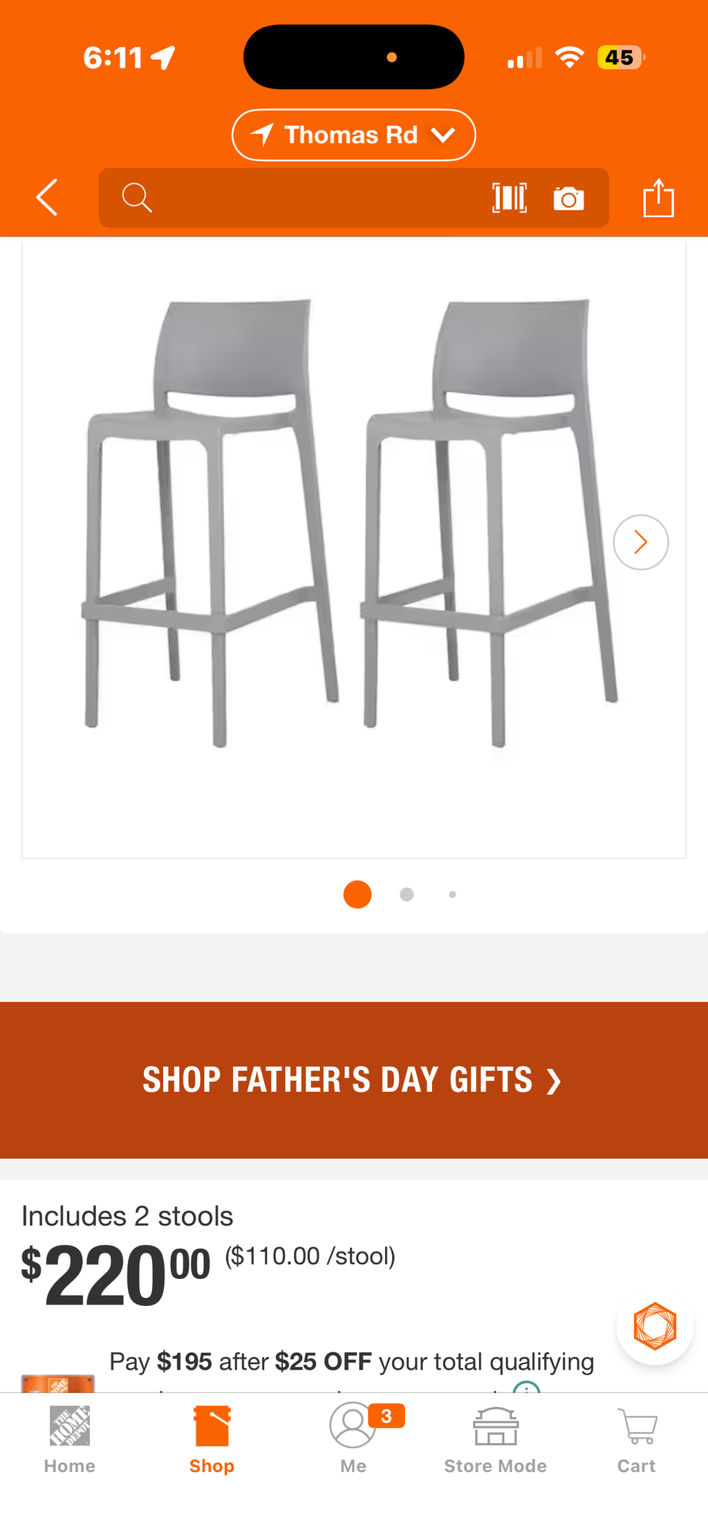Sensilla Cold Gray 40.60 in. Low Back Resin Stackable Bar Stool (Set of 2)