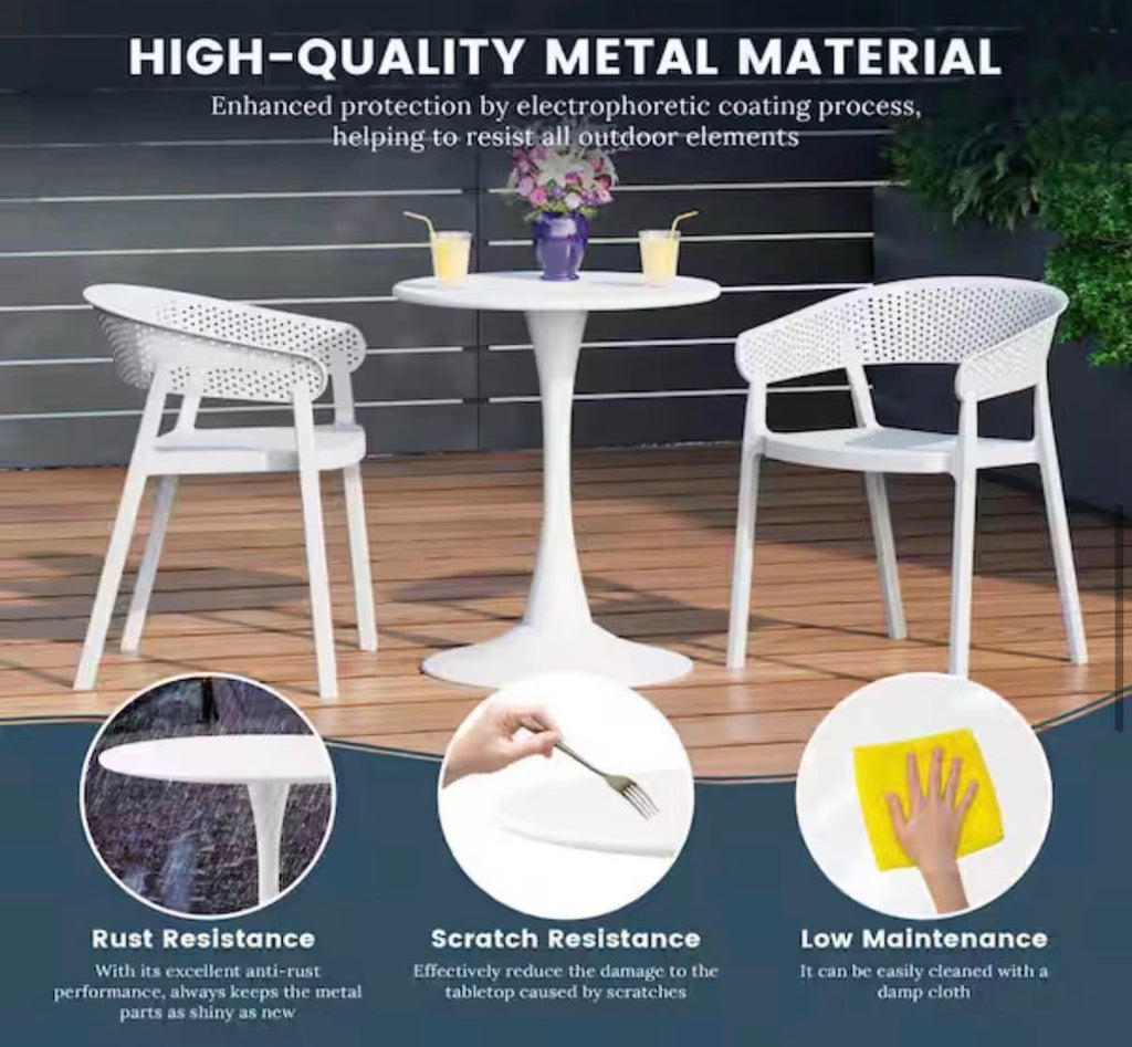 Frond and Form Outdoor 31.5 in. Round Steel Dining Table