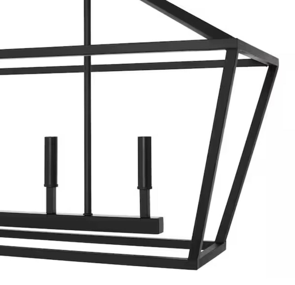 5-Light 40 in. Wide Taper Candle Matte Black Chandelier
