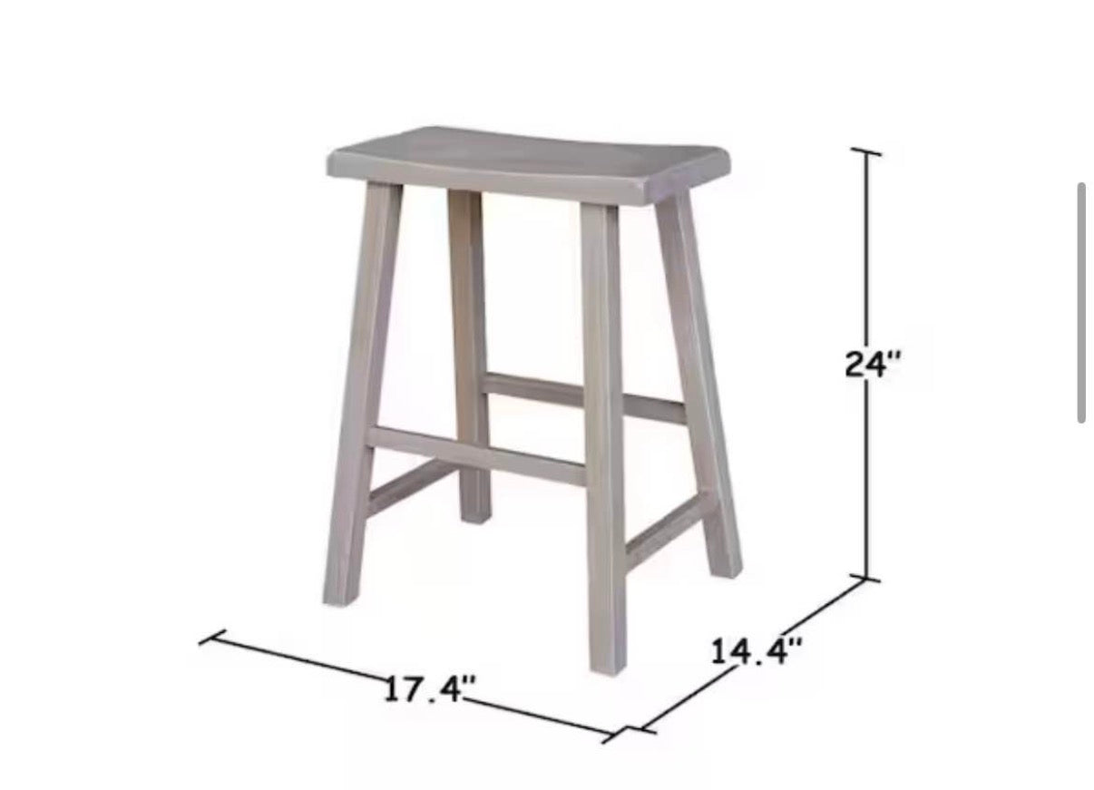 Saddle Seat Solid Wood Stool 24 In