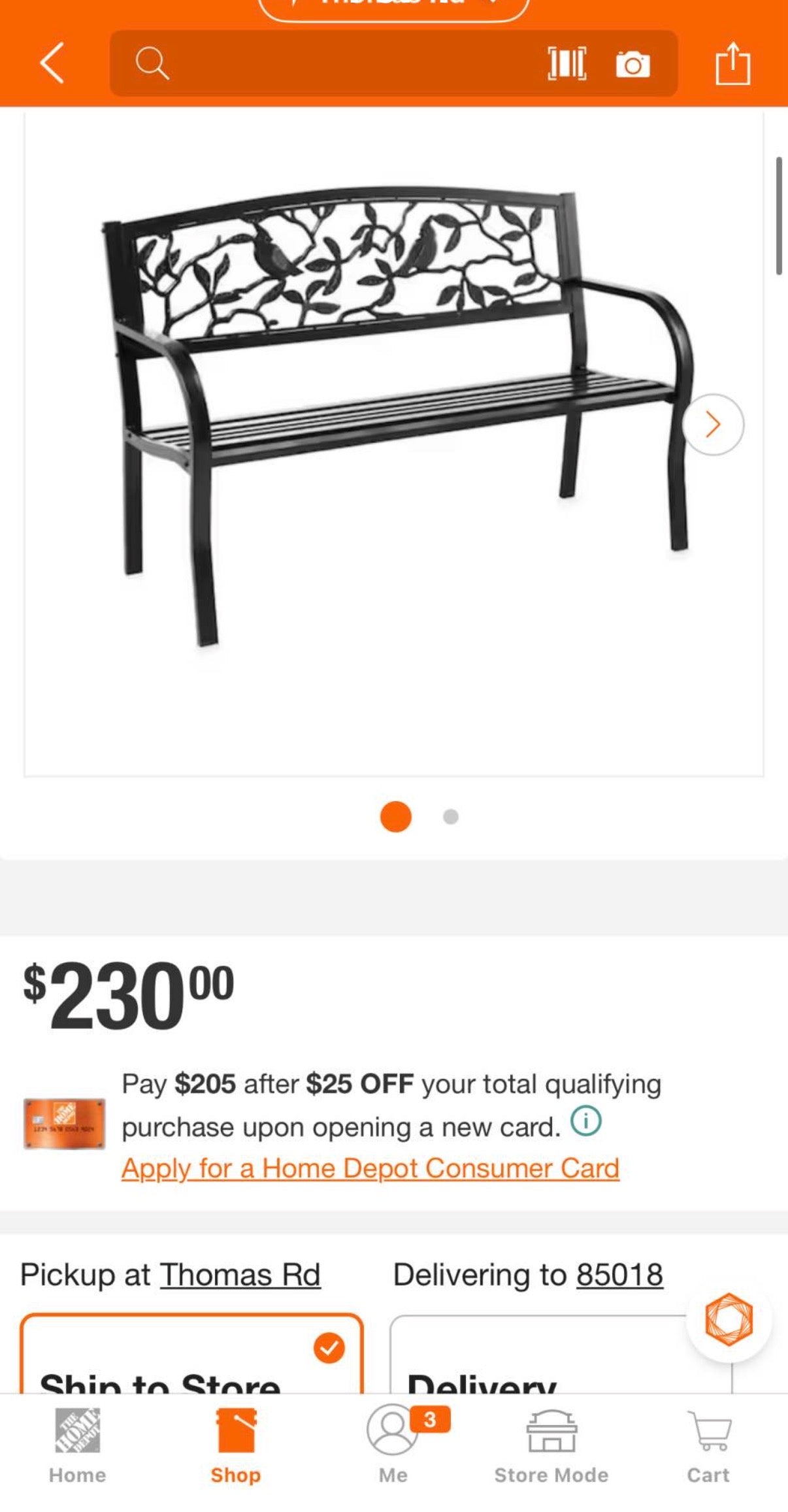 50 in. Cardinals Metal Outdoor Garden Bench