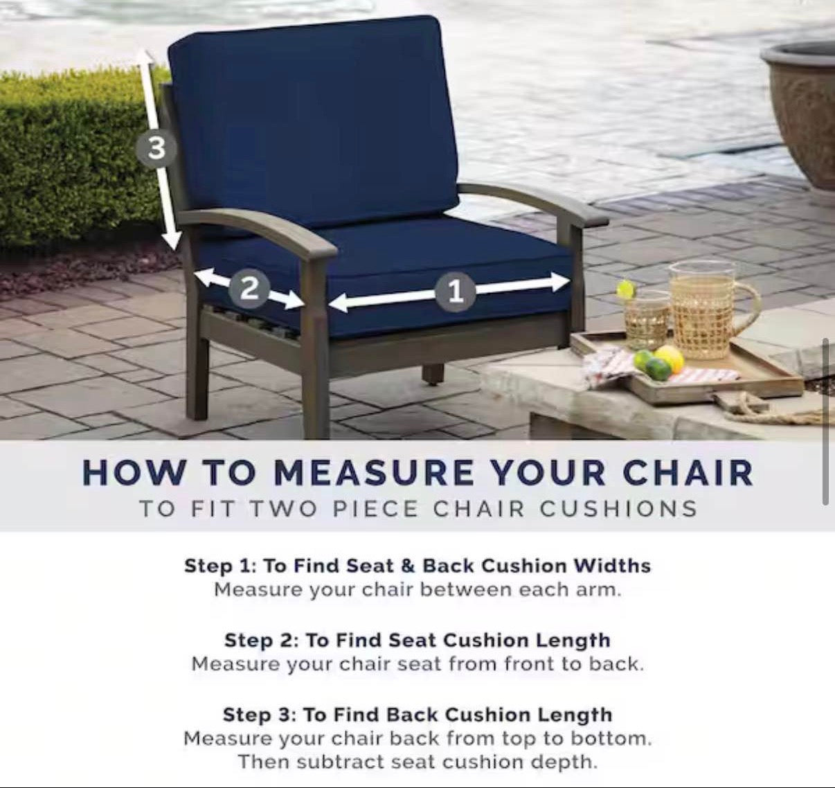 Outdoor Lounge Chair Cushion in Sapphire Blue Leala