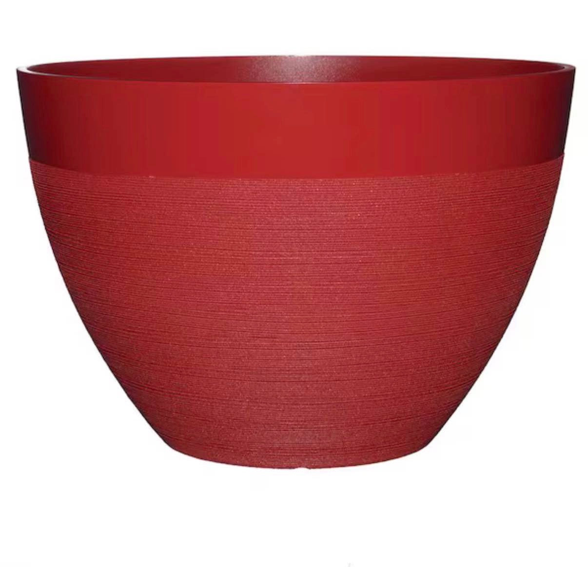 22 in. Large Red Resin Lightweight Round Planter