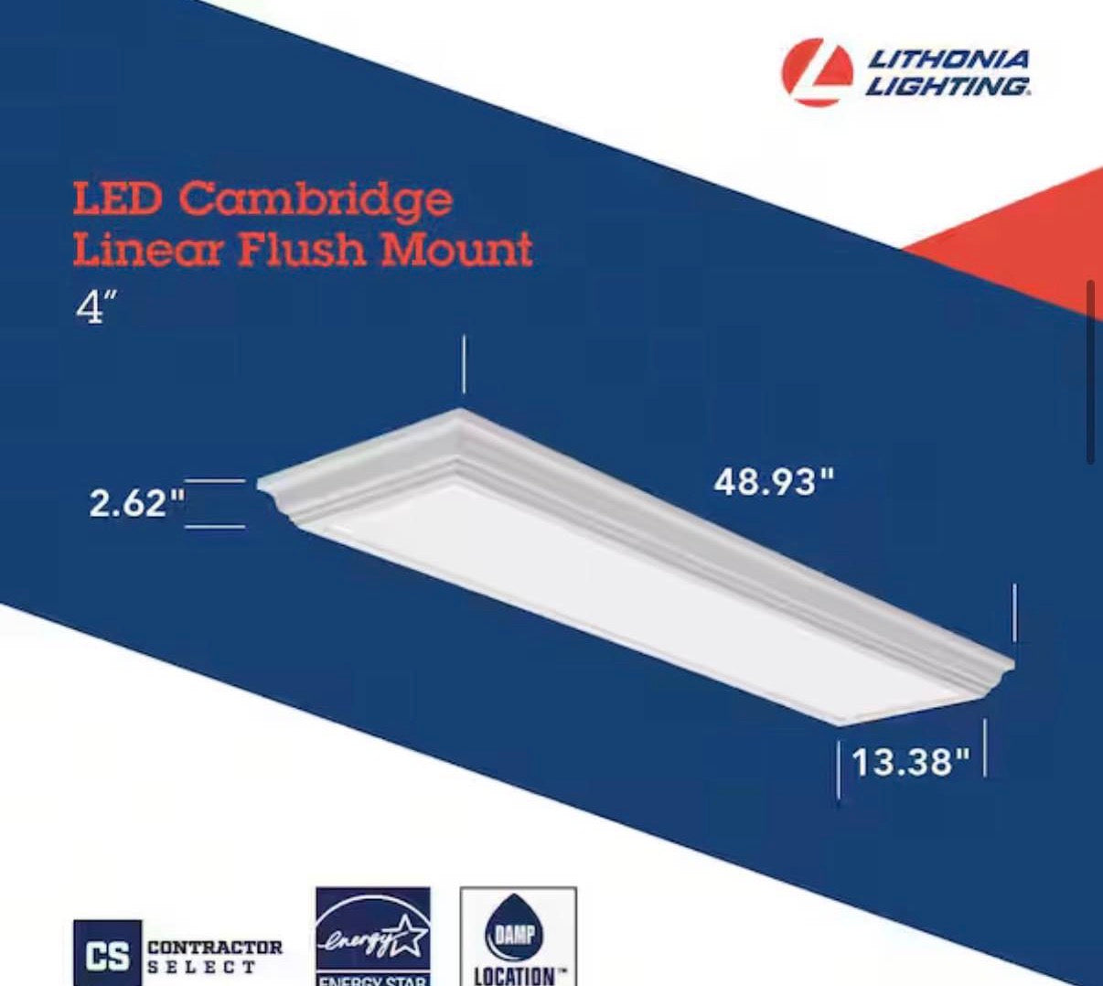 Cambridge 4 ft LED Flushmount 3,300 lumens