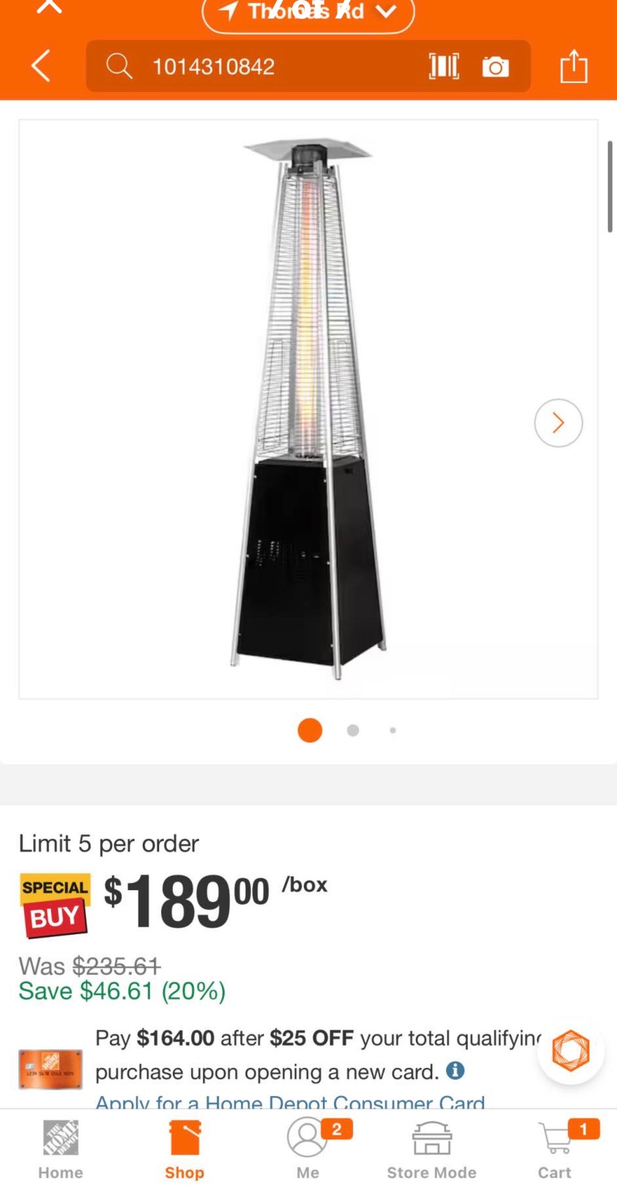 48,000 BTU Patio Heater with Wheels
