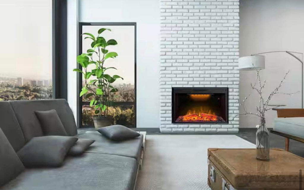 43 in. Classic Brick Background LED Touch Recessed Wall Electric Fireplace