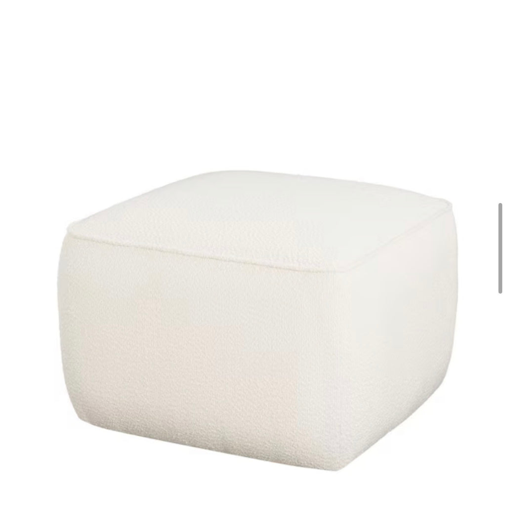 Yzabella White Boucle Fabric Upholstered Ottoman