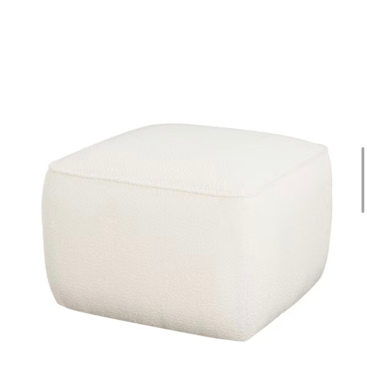 Yzabella White Boucle Fabric Upholstered Ottoman