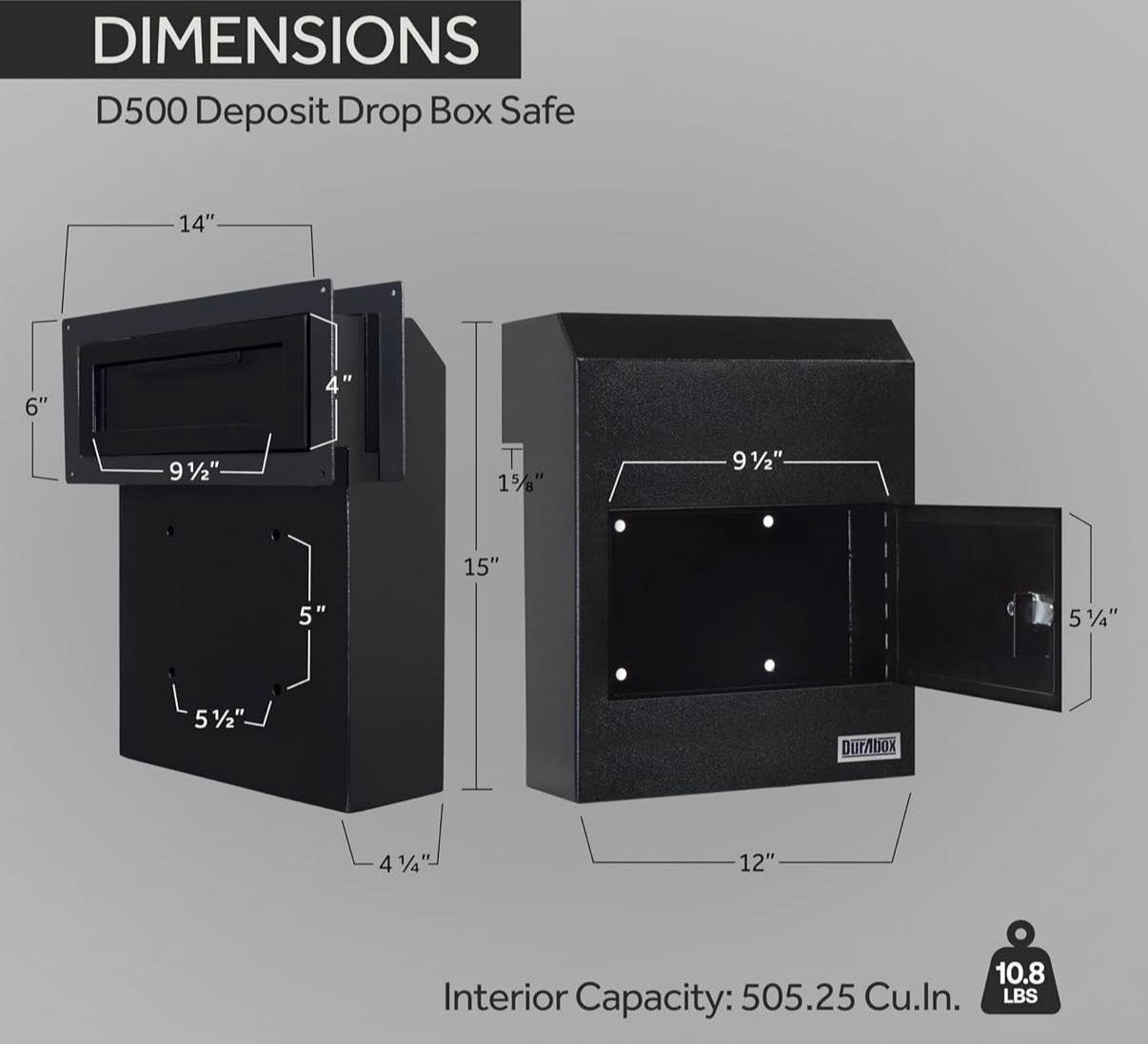 Through-the-Door Drop Box Deposit Safe 12 x 6 x 15"