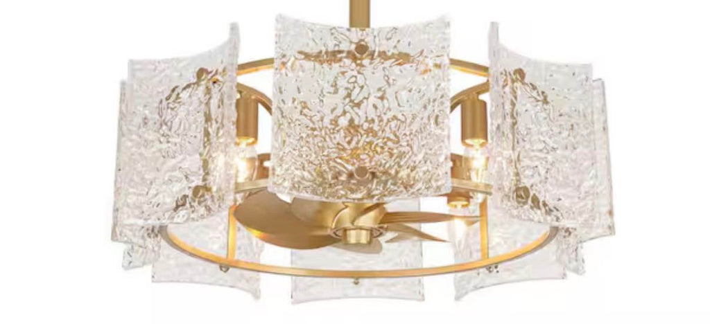 4-Light Indoor Modern Gold Ceiling Fan Lighting with Remote Control