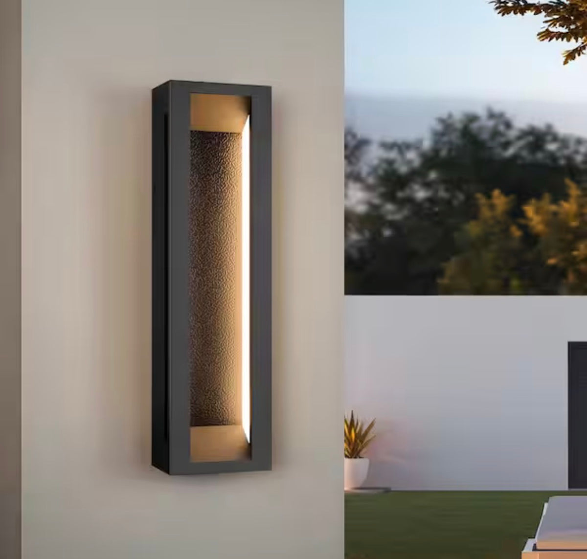 19.6 in. Black LED Outdoor Wall Lantern Sconce