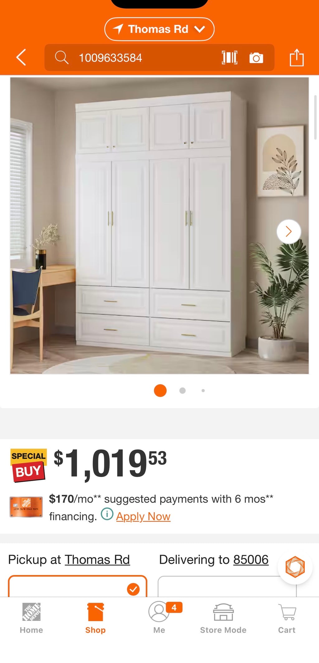 White 8-Door Big Wardrobe Armoires with Hanging Rod
