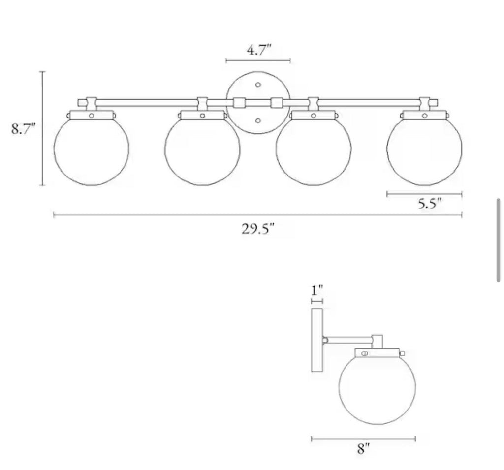 Lunary Modern 29.5 in. 4-Light Brass Vanity Light