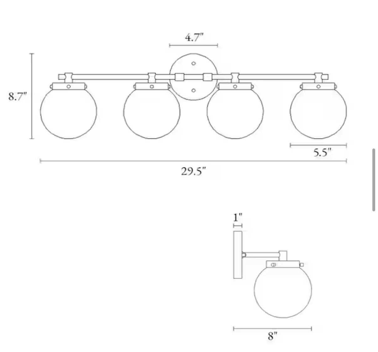 Lunary Modern 29.5 in. 4-Light Brass Vanity Light