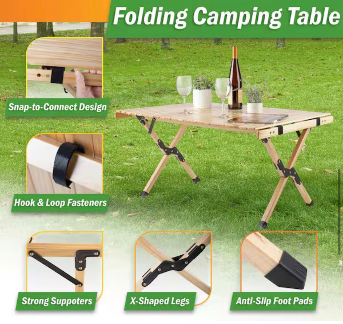 Portable Camping Wood Picnic Table
