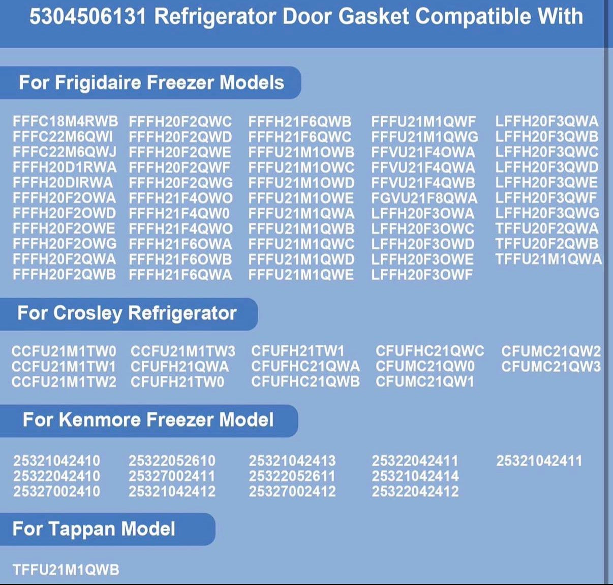 Frigidaire Kenmore Freezer Door Gasket