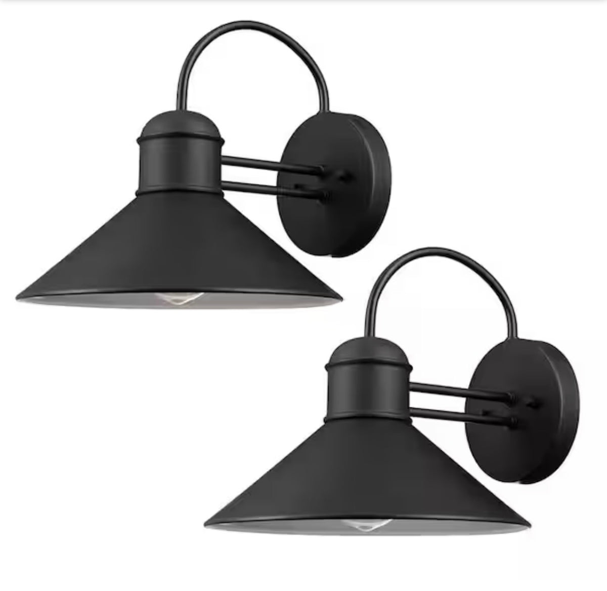 Sebastien Black Industrial Outdoor 1-Light Wall Sconce (2-Pack)