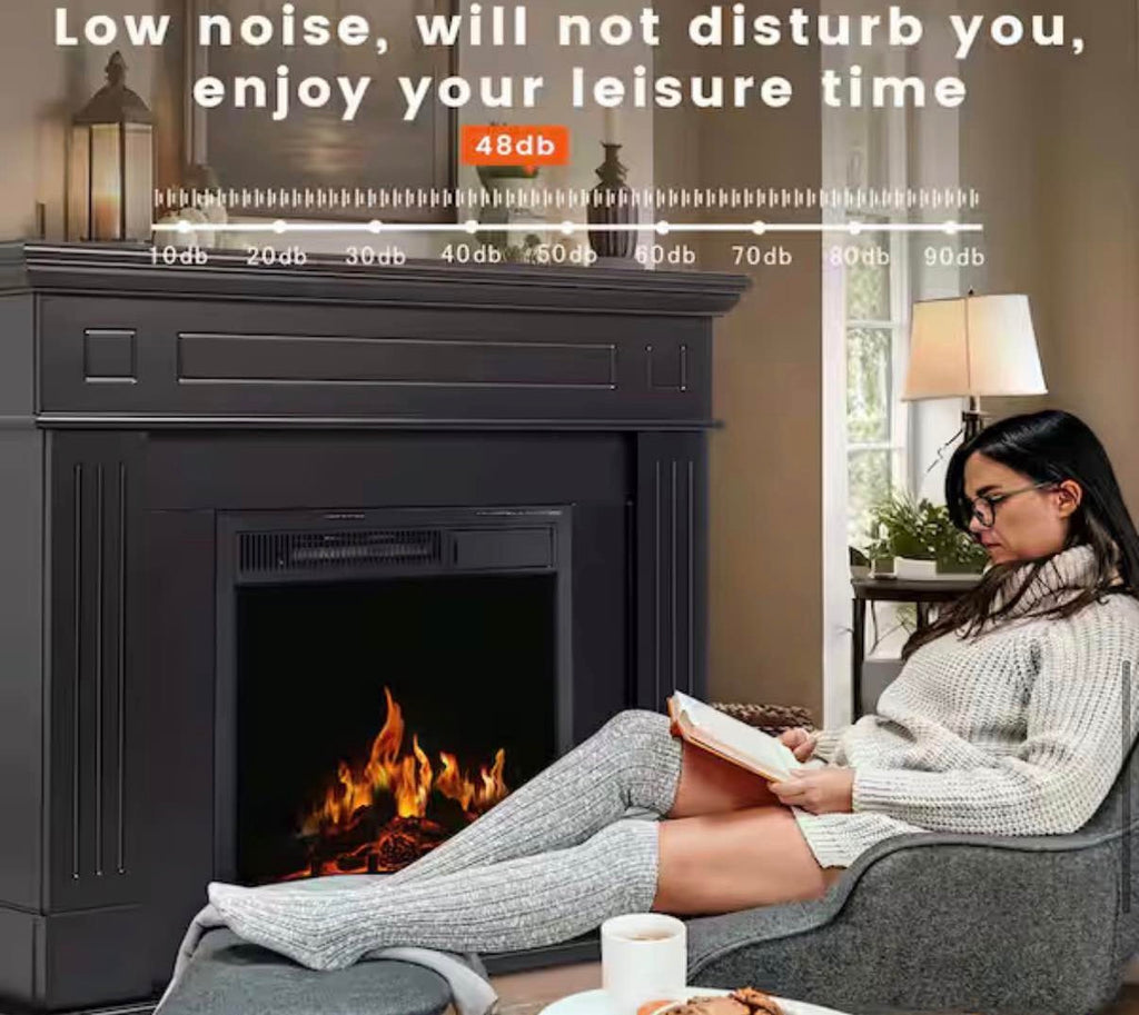 43 in. Freestanding Electric Fireplace in Black
