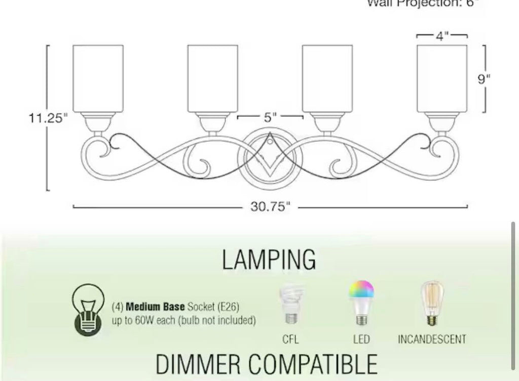 4-Lights Oil Rubbed Bronze Traditional Bathroom Vanity Light