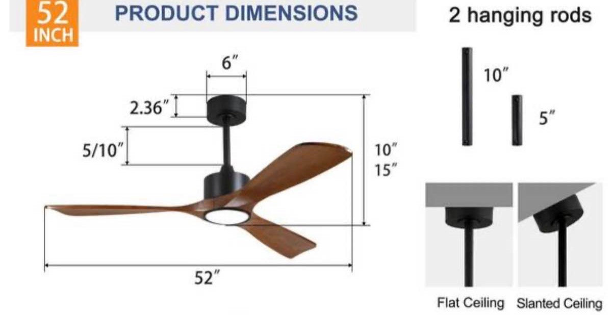 52 in. Modern Ceiling Fan with LED Light