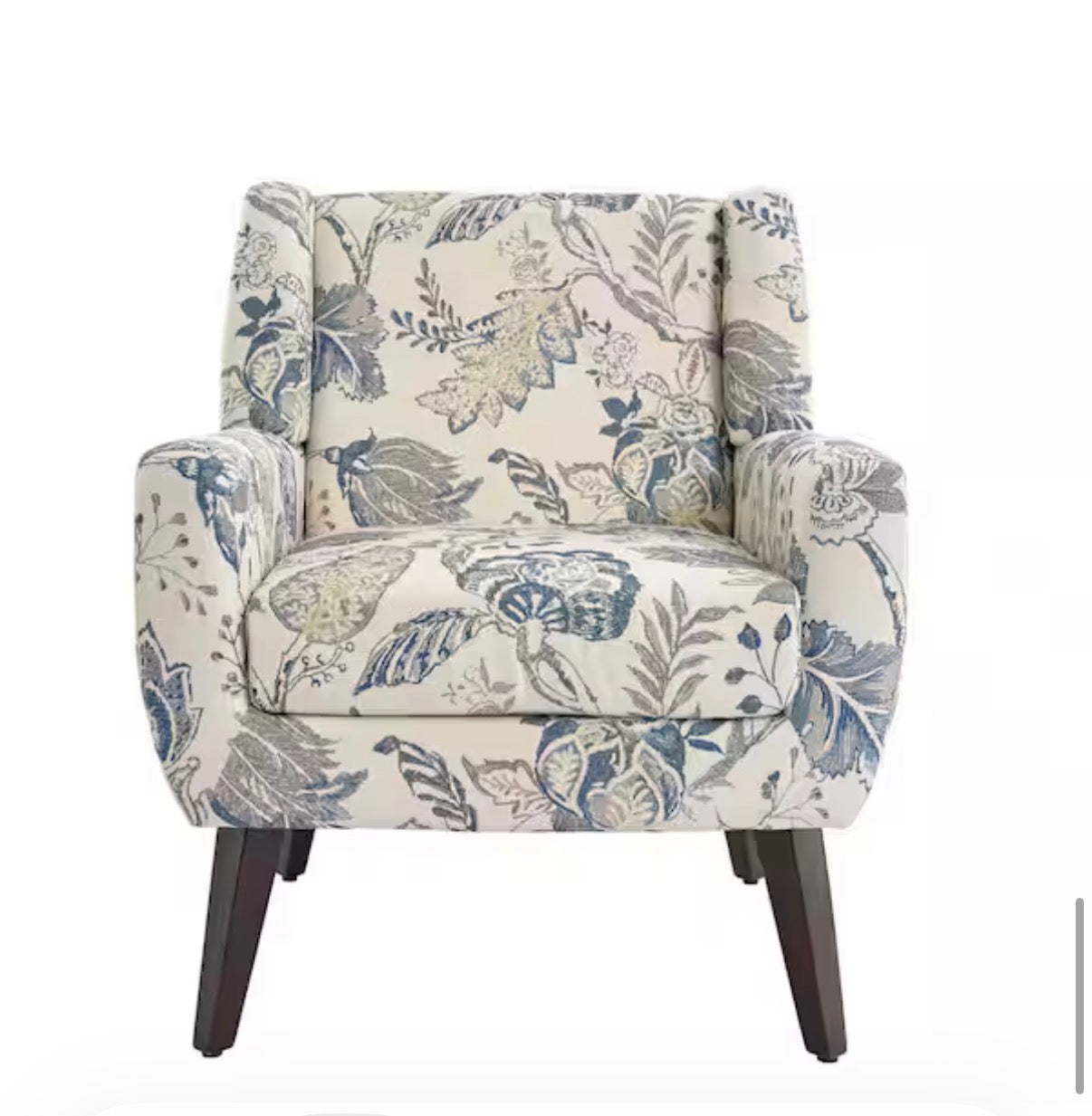 Multicolor Leaf Pattern Linen Upholstery Arm Chair (Set of 1)