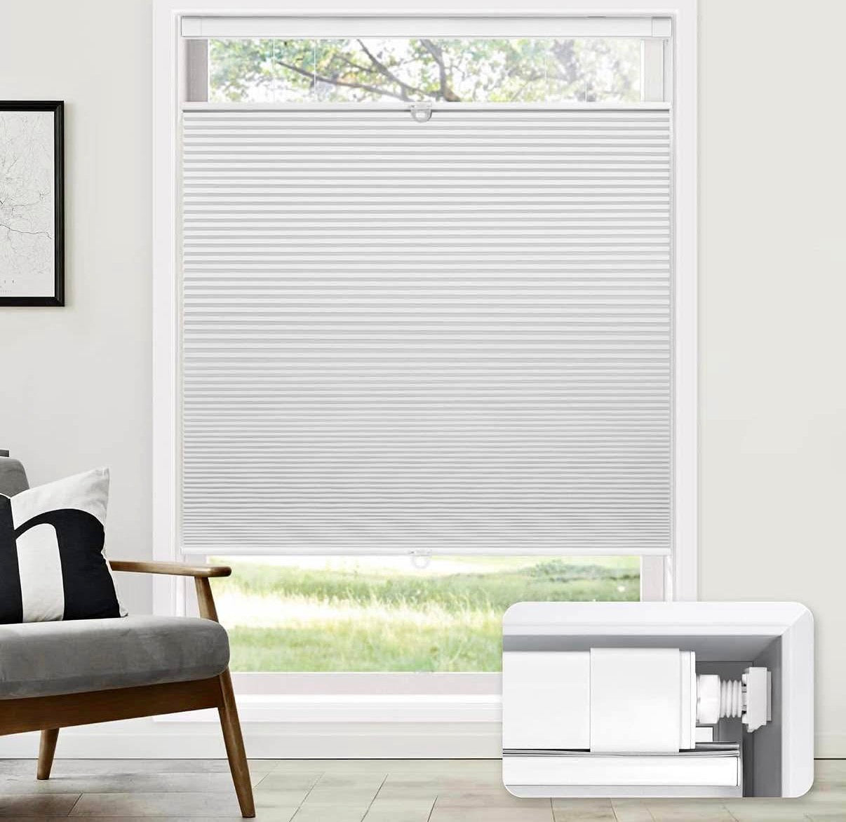 LazBlinds No Tools No Drill Cordless Cellular Shades 36"x64"