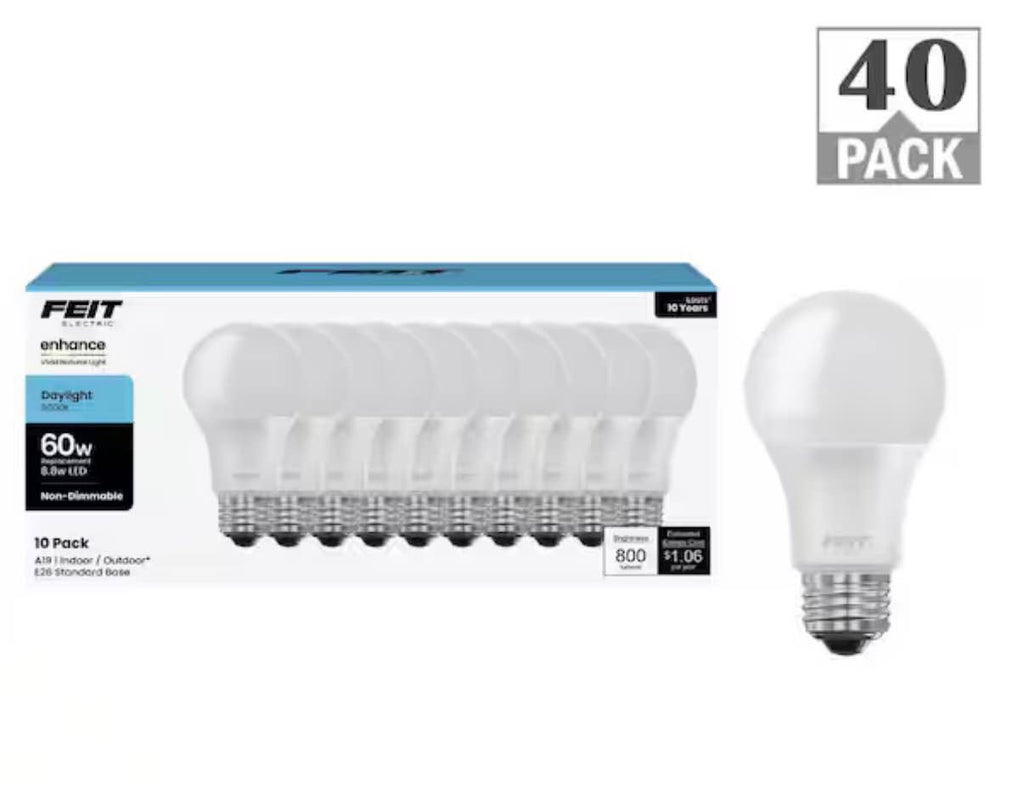 60-Watt LED Light Bulb Daylight (40-Pack)