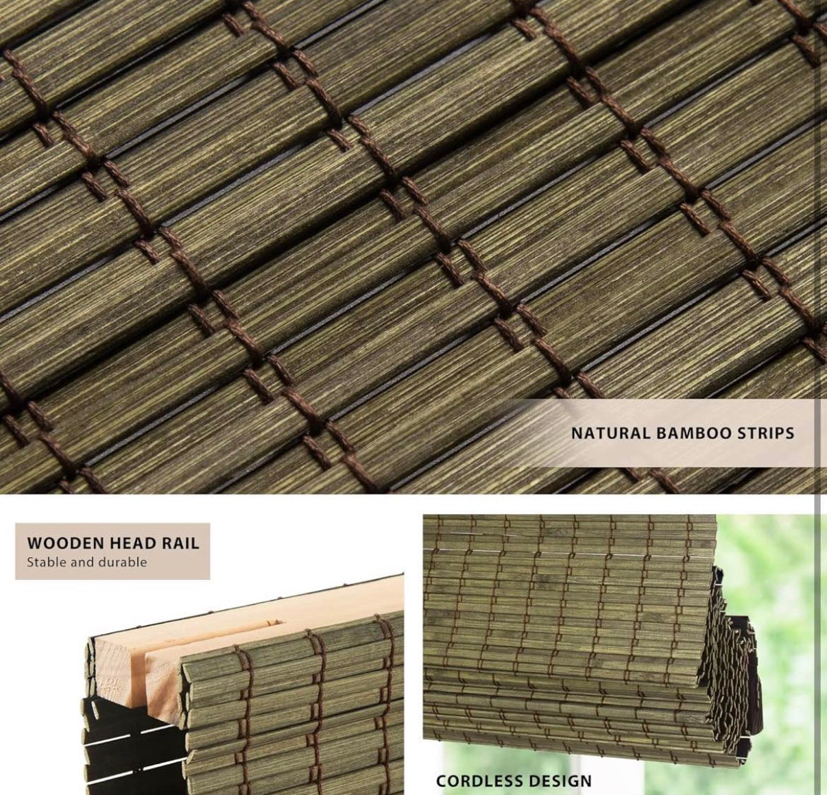 Cordless Bamboo Roman Shades