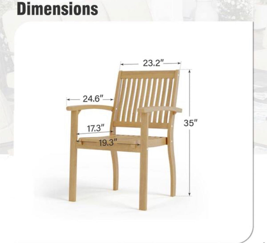 Brown Acacia Wood Patio Dining Chairs (2-Pack)