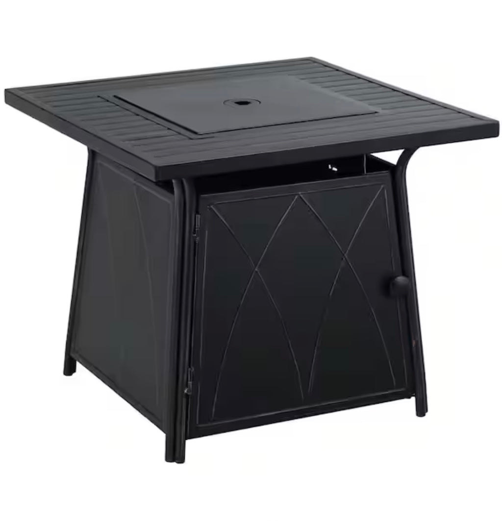 Fire Pit Table with Lid and Blue Fire Glass