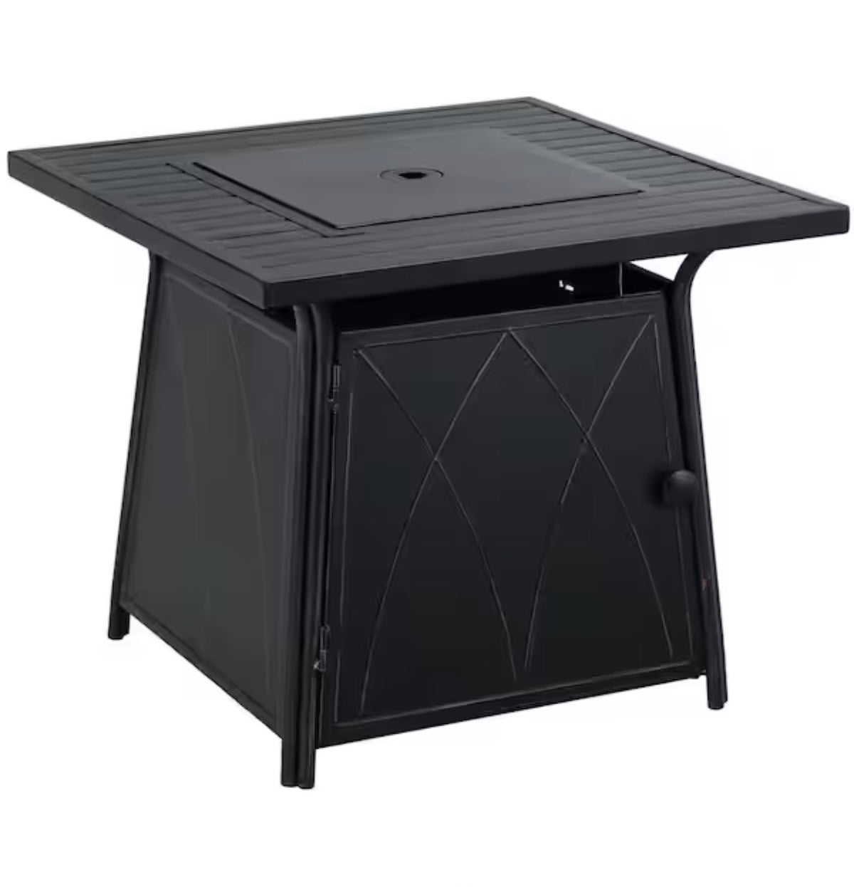 Fire Pit Table with Lid and Blue Fire Glass